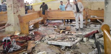 دماء وحطام.. كل ما تبقى من كنيسة مارجرجس بطنطا عقب الهجوم الإرهابى