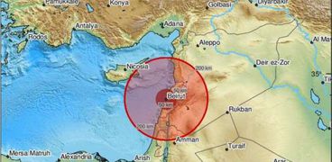 مركز زلزال لبنان