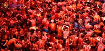 المواطنين يلقون الطماطم فى مهرجان «لا توماتينا»