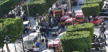 موقع حادث تفجير إرهابية لنفسها في شارع الحبيب بورقيبة في تونس