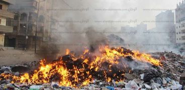 صور |احتراق القمامة بشوارع المحلة واهالي يشكون محافظ الغربية"اتخنقنا"