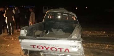 حادث انقلاب سيارة في براني غرب مطروح