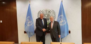 جانب من لقاء شكري والأمين العام للأمم المتحدة