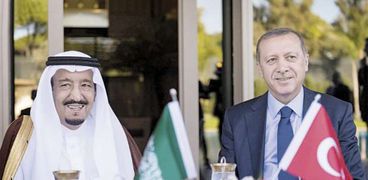 «أردوغان» فى لقاء سابق مع الملك «سلمان» «صورة أرشيفية»