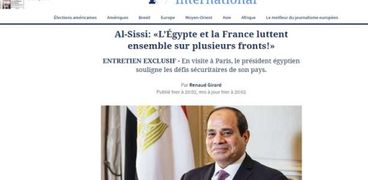 الرئيس السيسي – في حديث خاص نشرته صحيفة (لوفيجارو) الفرنسية في ختام زيارة الدولة التي يقوم بها لفرنسا