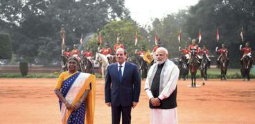 مراسم استقبال الرئيس عبدالفتاح السيسي في الهند