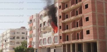 حريق بشقة سكنية بمنطقة السقالة بمدينة الغردقة