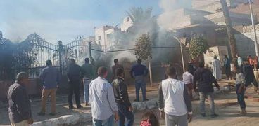 حريق بسور جامعة المنيا