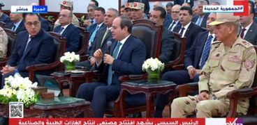 الرئيس عبد الفتاح السيسي خلال افتتاح مصنعي إنتاج الغازات الطبية والصناعية اليوم