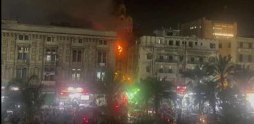 حريق المنشية بالإسكندرية اليوم