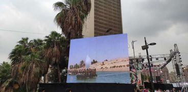 مشاهد من انتصار أكتوبر على شاشة عرض باحتفالية دعم الرئيس بميدان الجلاء