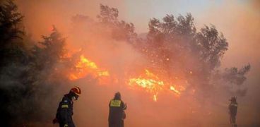 رجال الإطفاء في اليومان يحاولون إخماد حرائق الغابات