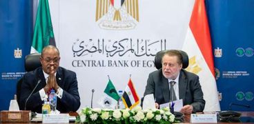 محافظ البنك المركزي المصري والأمين العام للمجموعة أثناء التوقيع