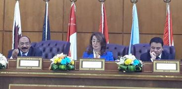 غادة والي خلال مؤتمر مكافحة الارهاب