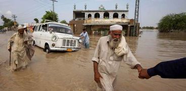مشهد من الفيضانات في باكستان
