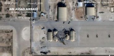 الأضرار التي تسبب بها الهجوم الصاروخي الإيراني، على قاعدة عين الأسد الجوية في العراق