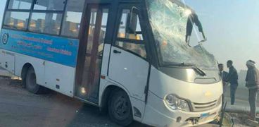 حادث أتوبيس المدرسة الخاصة الذي وقع صباح اليوم في منطقة الهرم
