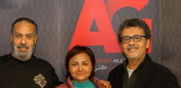 هالة خليل مع المخرج عمرو عرفة والمنتج جمال العدل