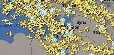 صورة توضح تزاحم الطائرات أعلى مصر