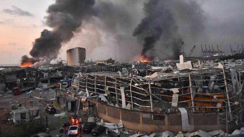 مرفأ بيروت خلال تفجير أغسطس الماضي